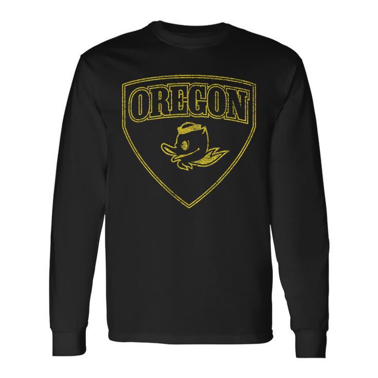 State Of Oregon Heroic Emblem Yellow Knockout Long Sleeve T-Shirt