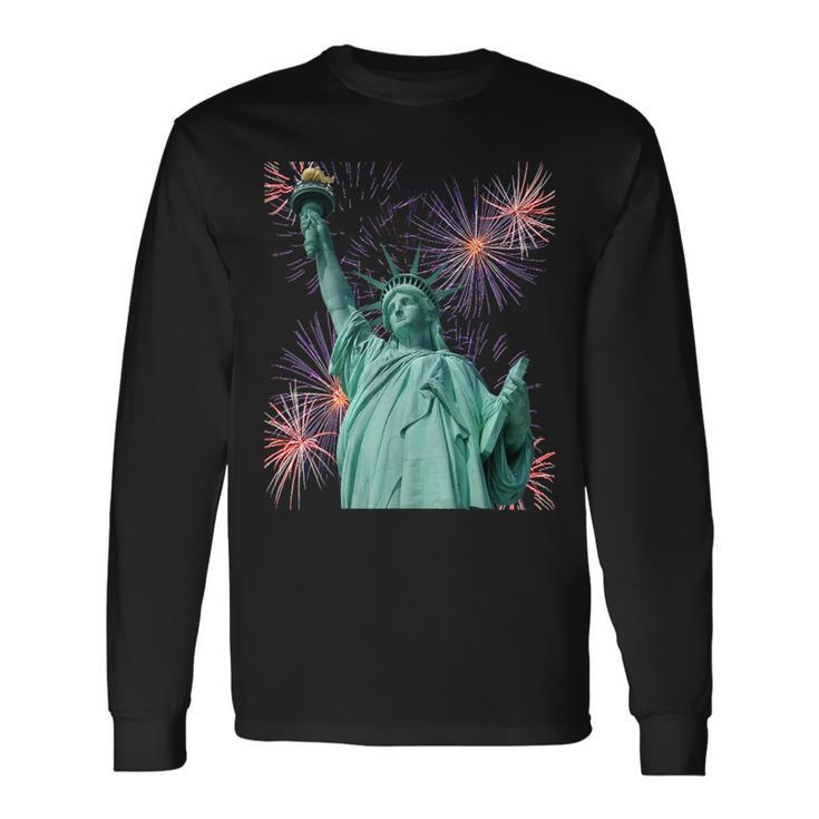 Statue Of Liberty Firework And Freedom Patriotic Long Sleeve T-Shirt