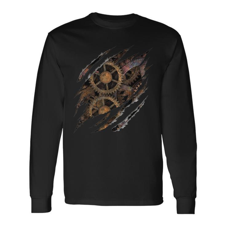 Steampunk Clockwork T Mechanical Gears Long Sleeve T-Shirt