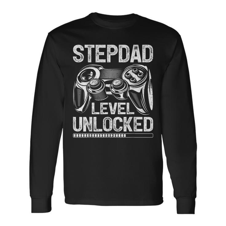 Stepdad Level Unlocked Video Gamer Father's Day Long Sleeve T-Shirt
