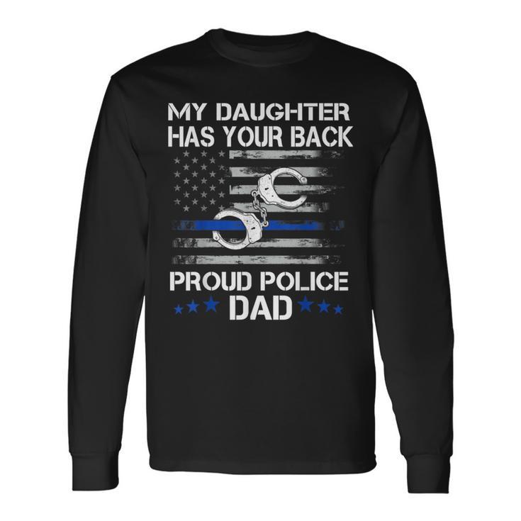 Stolzer Papa Eines Police Officer – Thin Blue Line Geschenk Langarmshirts Geschenkideen