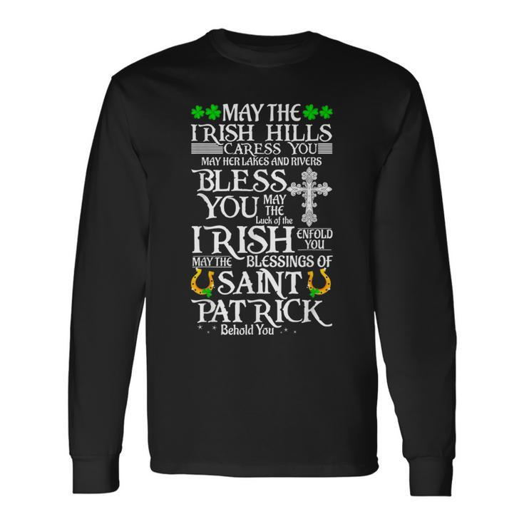 StPatrick's Day Irish Saying Quotes Irish Blessing Shamrock Long Sleeve T-Shirt
