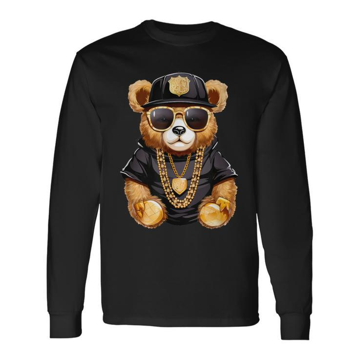 Stylish Bear With Golden Chains Long Sleeve T-Shirt