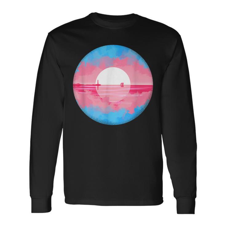 Subtle Trans Pride Flag Coastal Sunrise Long Sleeve T-Shirt