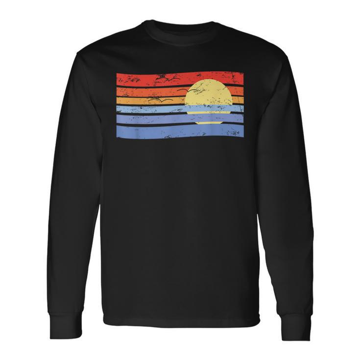 Sunset Stripes Distressed Retro 70S Look Long Sleeve T-Shirt