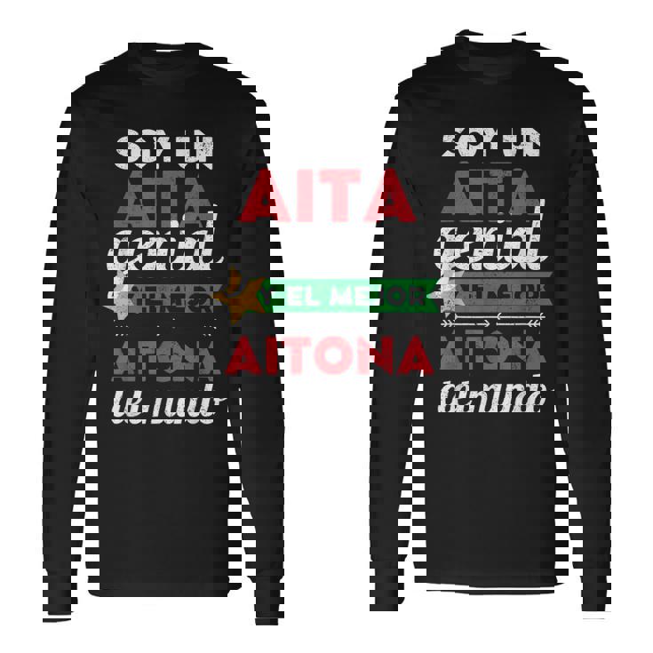 Super Aita Regalo Dia Del Aita Mejor Padre Aitona Abuelo Camiseta de manga larga