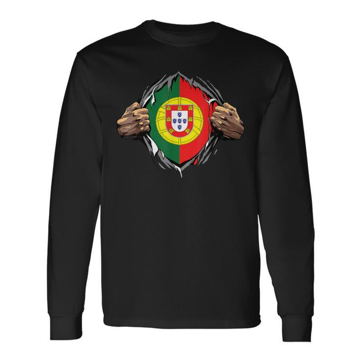 Super Portuguese Heritage Proud Portugal Roots Flag Long Sleeve T-Shirt