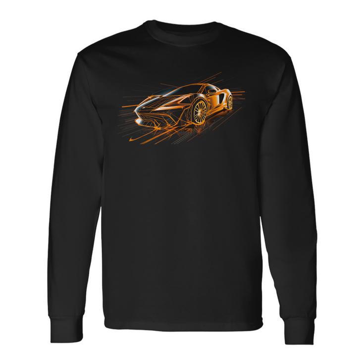 Supercar Exotic Sports Car Concept Car Poster Style Graphic Long Sleeve T-Shirt