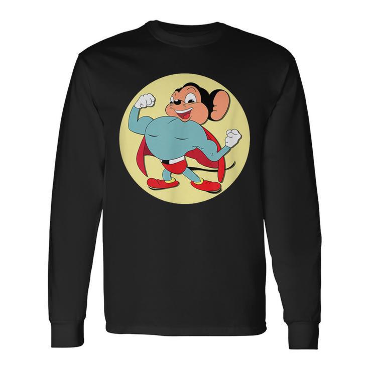 Superhero Cartoon Mouse In Red Cape Vintage Boomer Cartoon Long Sleeve T-Shirt Gifts ideas