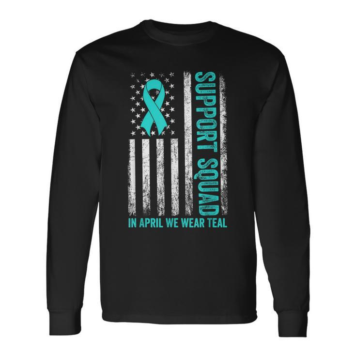 Support Squad American Flag Sexual Assault Awareness Month Long Sleeve T-Shirt