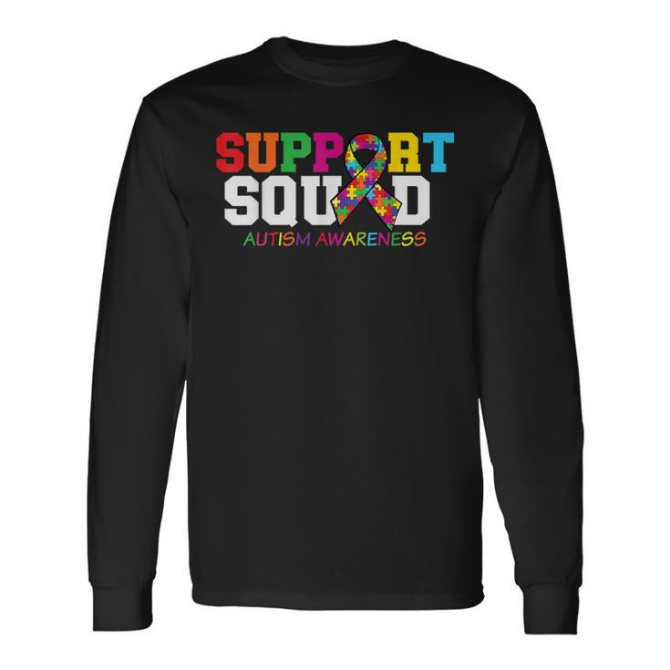 Support Squad Autism Awareness Multicolor Ribbon Long Sleeve T-Shirt