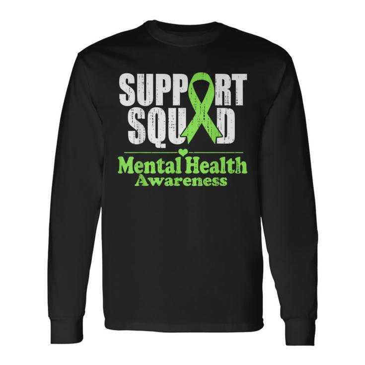 Support Squad Mental Health Awareness Green Ribbon Long Sleeve T-Shirt