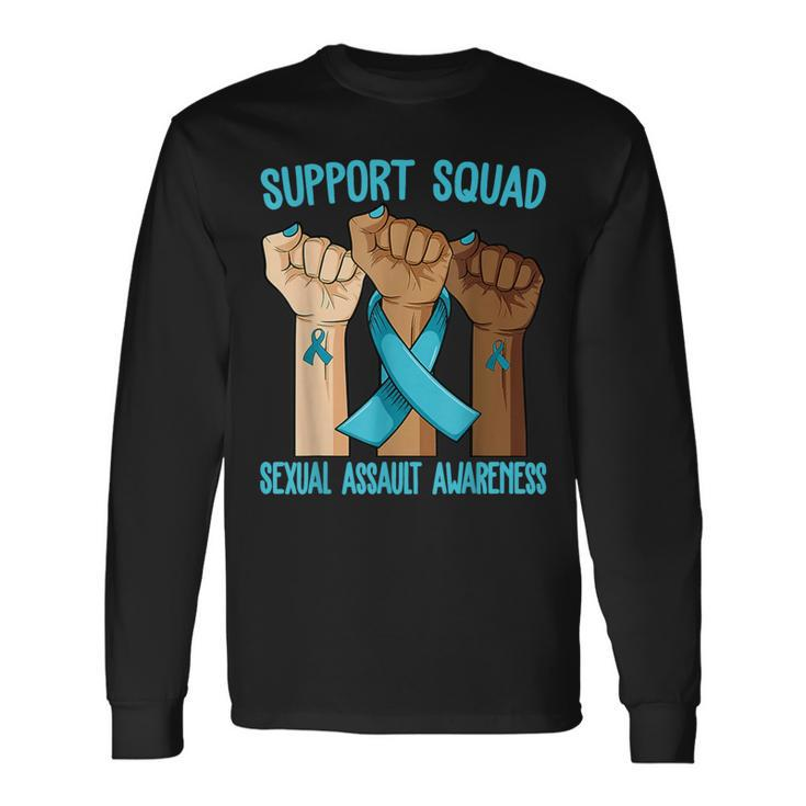 Support Squad Ribbon Sexual Assault Awareness Long Sleeve T-Shirt
