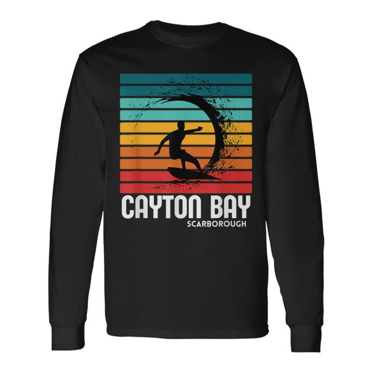 Surf Cayton Bay Scarborough Beach Vintage Retro Surfing Long Sleeve T-Shirt