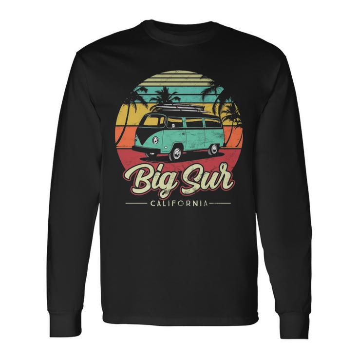 Surfer Big Sur California Beach Vintage Van Surf Long Sleeve T-Shirt