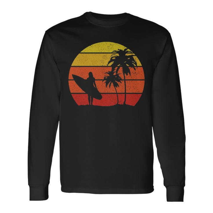 Surfer Vintage Surfing Surf Beach Long Sleeve T-Shirt