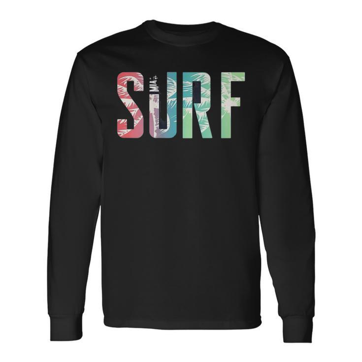 Surfer Surfboard Surf Club Retro Vintage Hawai Beach Long Sleeve T-Shirt