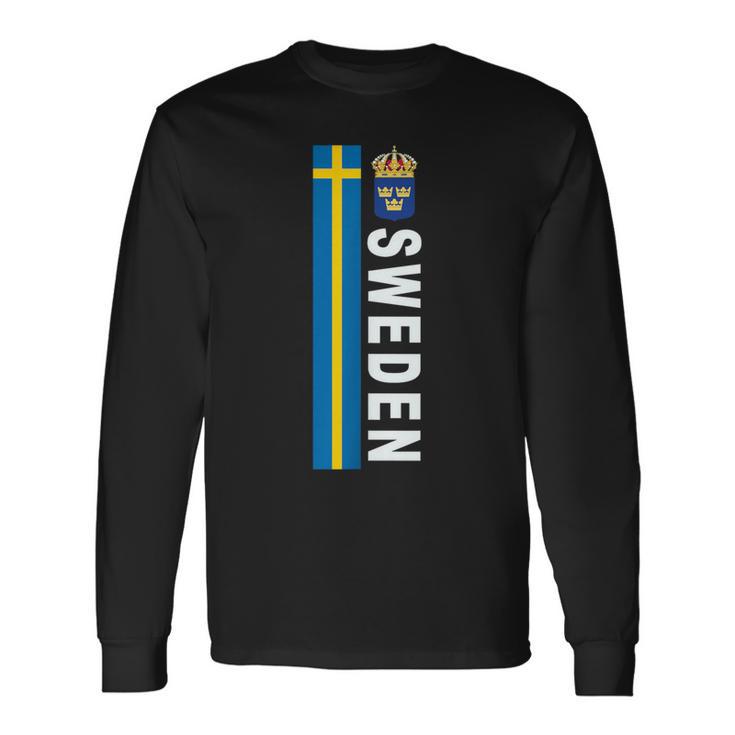 Sweden Soccer-Style Swedish Flag Long Sleeve T-Shirt