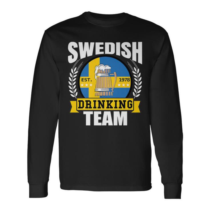 Swedish Drinking Team Sweden Flag Beer Party Idea Long Sleeve T-Shirt