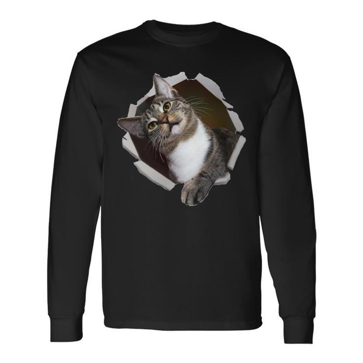 Sweet Kitten Torn Cloth Unique & Cool Cat Lover Long Sleeve T-Shirt