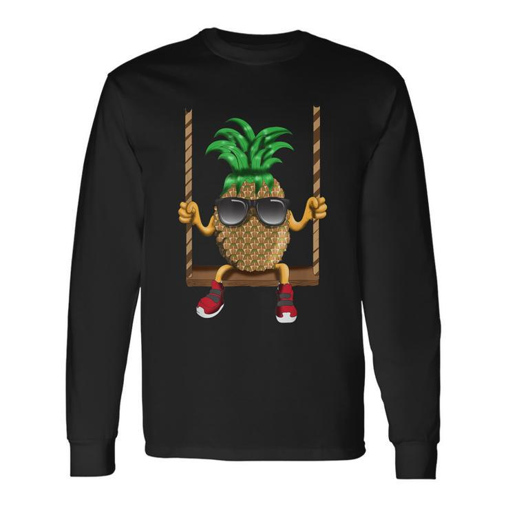 Swinging Pineapple Swing Beach Sun Swinging Fruit Fruit Long Sleeve T-Shirt