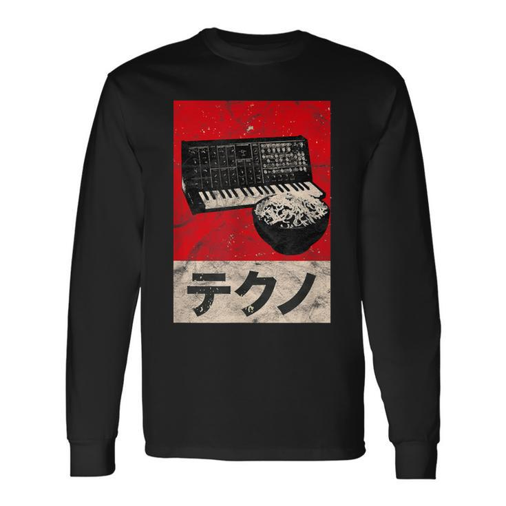 Synthesizer Ramen Vintage Analog Japanese Synth Retro Asdr Long Sleeve T-Shirt