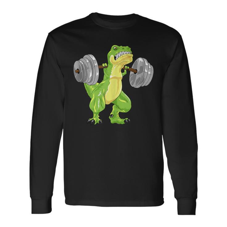 T-Rex Dinosaur Squat Bodybuilder Powerlifting Gym Long Sleeve T-Shirt