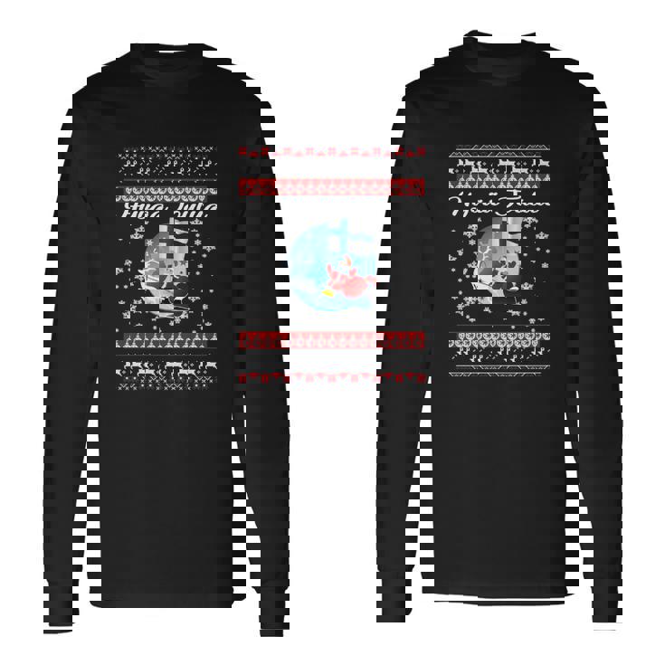 T-shirt à manches longues Joyeux Noël en Finnois, Motifs de Rennes & Flocons