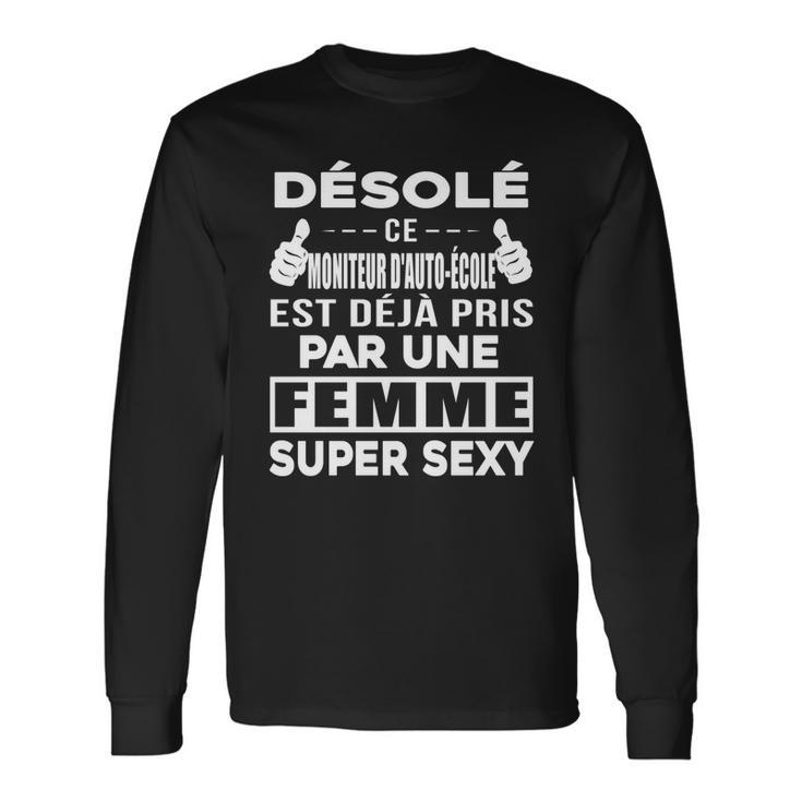 T-shirt à manches longues Moniteur d'Auto-école Humoristique, Design Original