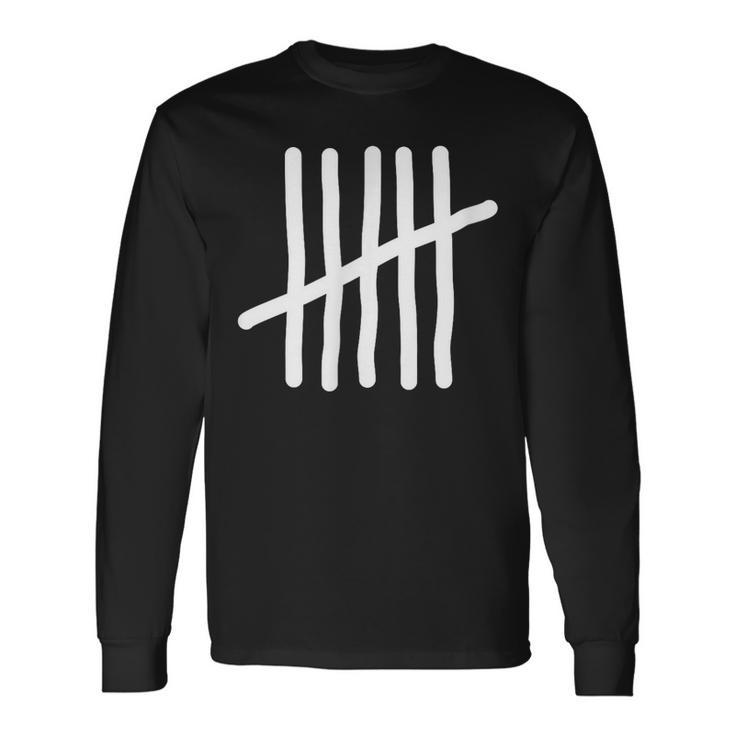 Tally Marks Hash Marks Lines Characters Five Six Math Long Sleeve T-Shirt