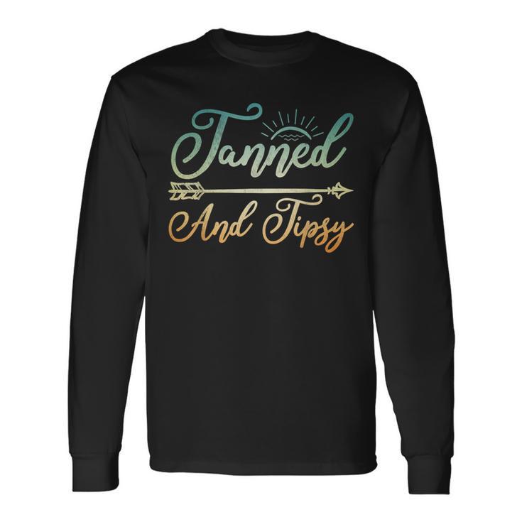 Tanned And Tipsy Tropical Vacation Beach Essentials Long Sleeve T-Shirt