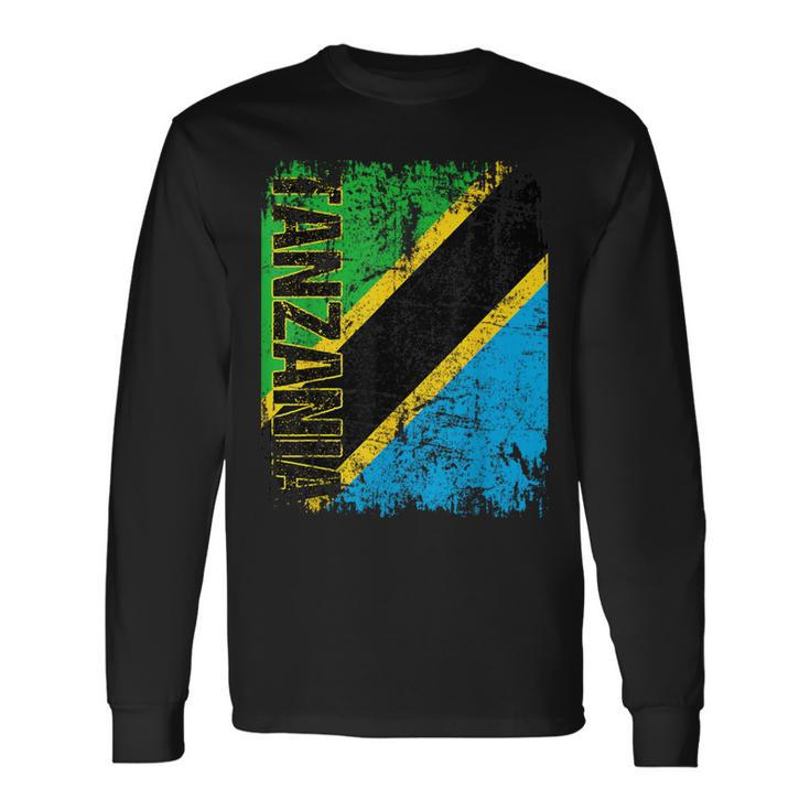 Tanzania Flag Vintage Distressed Tanzania Long Sleeve T-Shirt