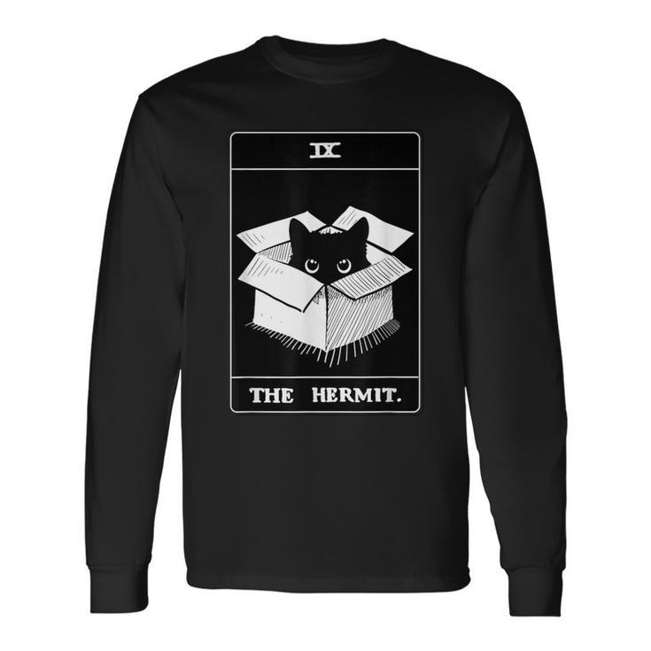 Tarot Card And Cat Black Cat In Box Graphic Long Sleeve T-Shirt