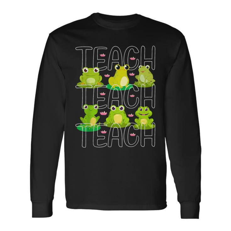 Teacher Cute Frogs Pet Animal Lover Teaching School Student Long Sleeve T-Shirt