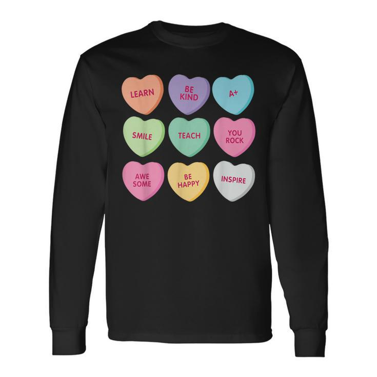 Teacher Valentine's Day Candy Heart School Women Long Sleeve T-Shirt