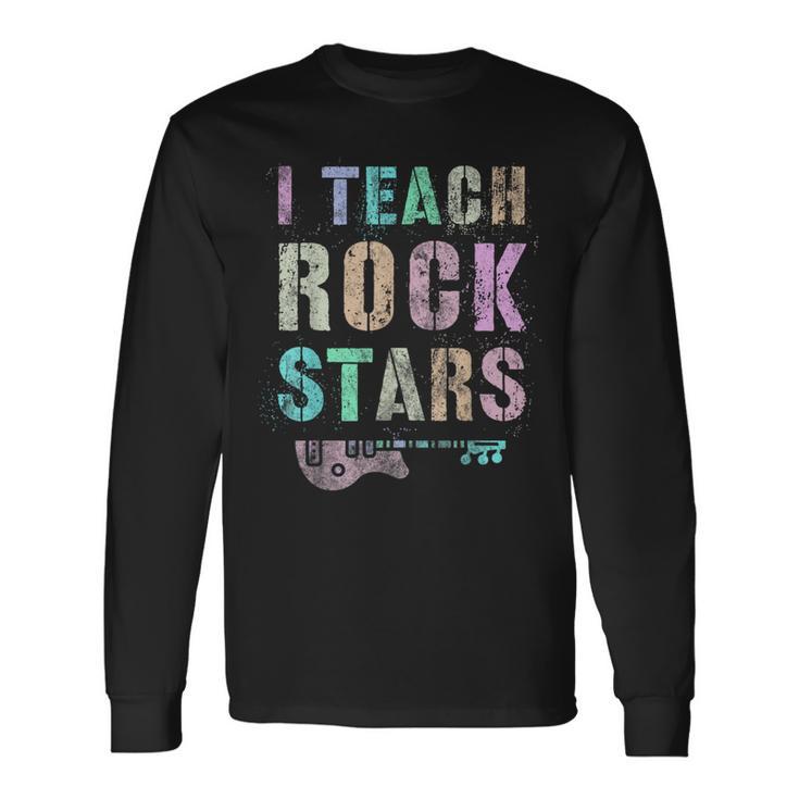 Teachers I Teach Rock Stars Educator Prek Last Day Reading Long Sleeve T-Shirt