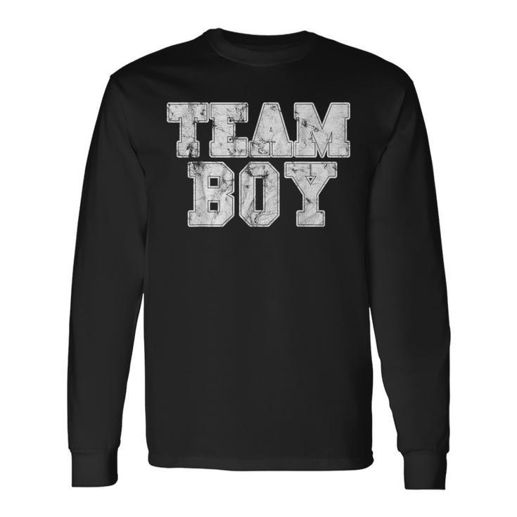 Team Boy Blue Gender Reveal Baby Shower Distressed Long Sleeve T-Shirt