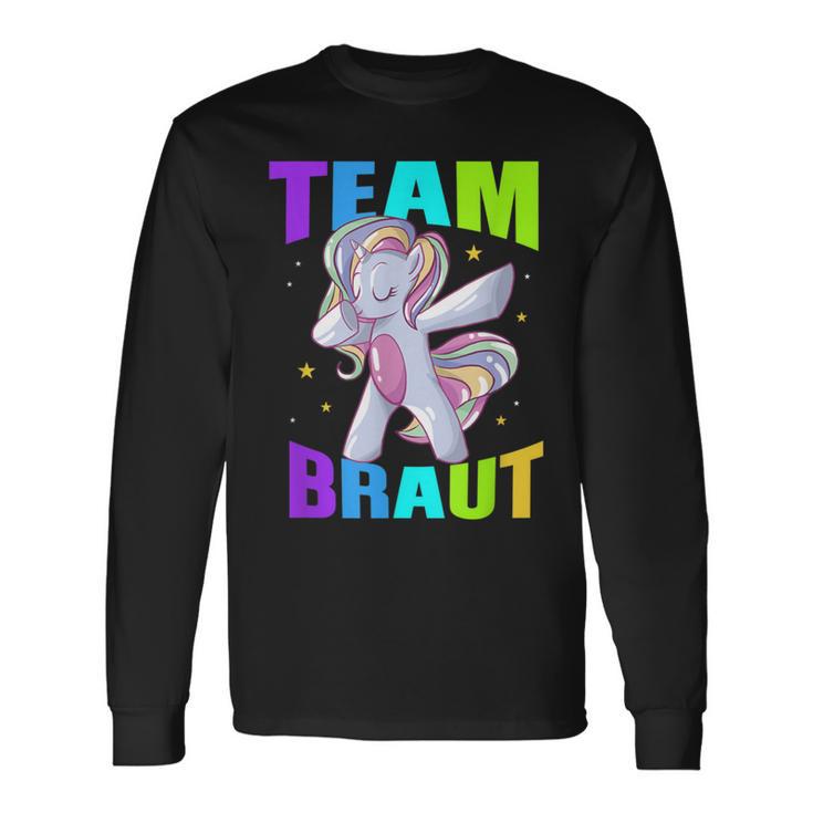 Team Braut Einhorn Hochzeit Unicorn Junggesellenabschied Langarmshirts Geschenkideen