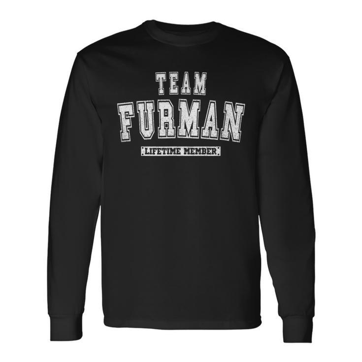 Team Furman Lifetime Member Family Last Name Long Sleeve T-Shirt