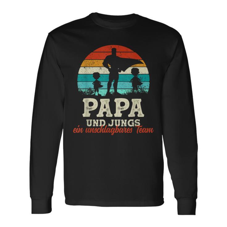 Team Papa Zwei Söhne Kinder Jungsatertag Bester Super Papa Langarmshirts Geschenkideen