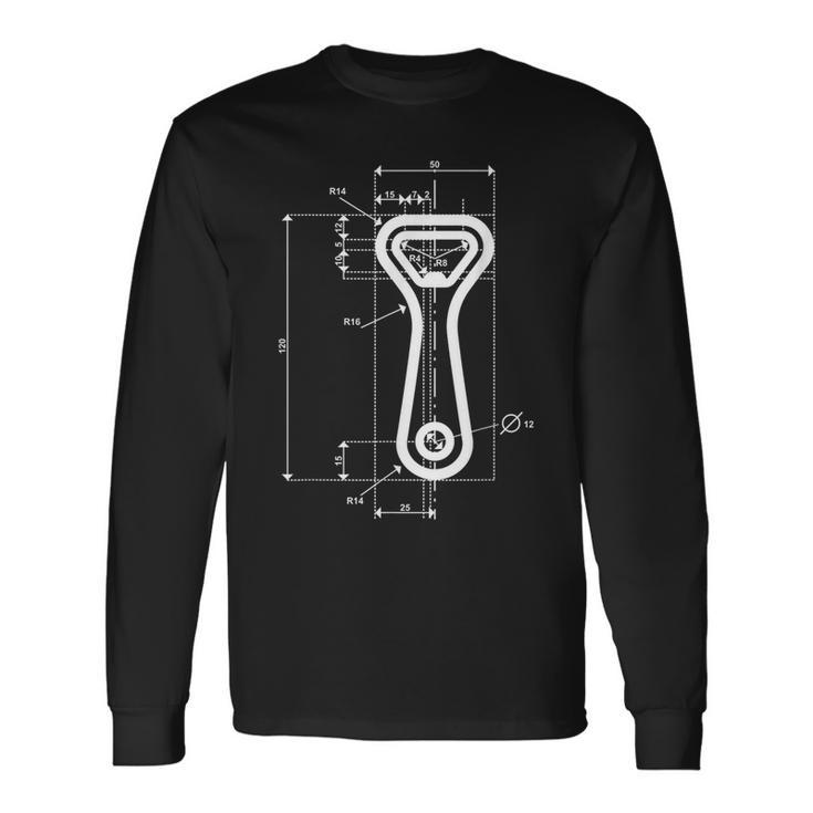 Technische Zeichnung Flaschenöffner Langarmshirts Geschenkideen