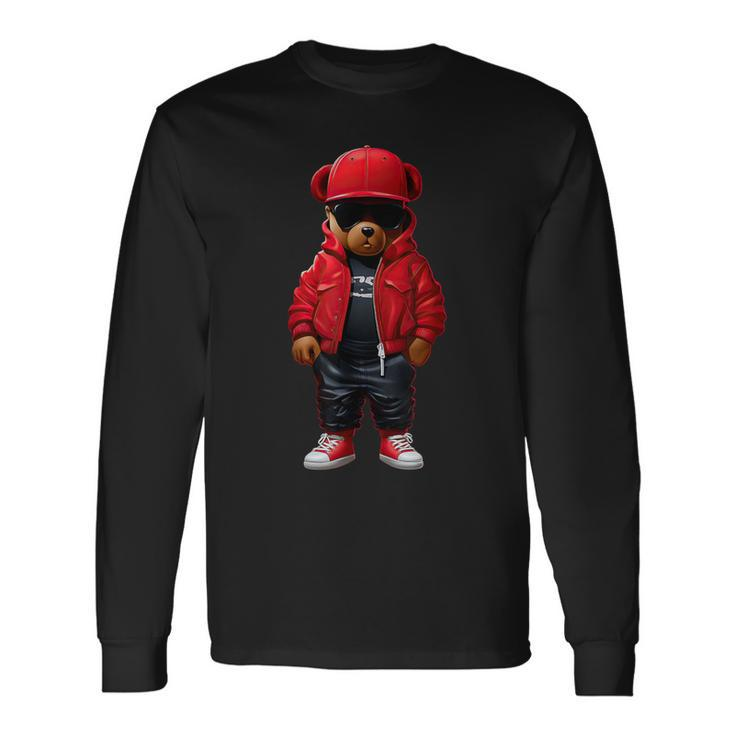 Teddy Fashion Rap Bear Stylish Hip Hop Long Sleeve T-Shirt