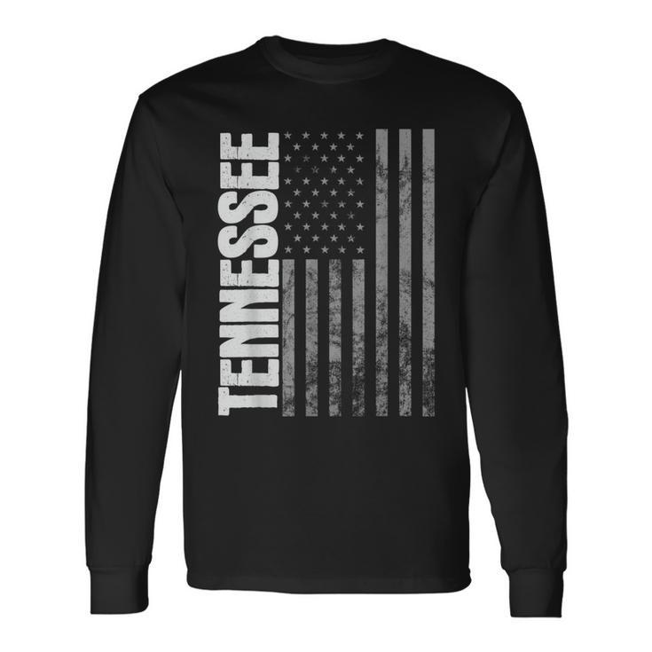 Tennessee Retro Style Distressed Usa Flag Patriot Long Sleeve T-Shirt