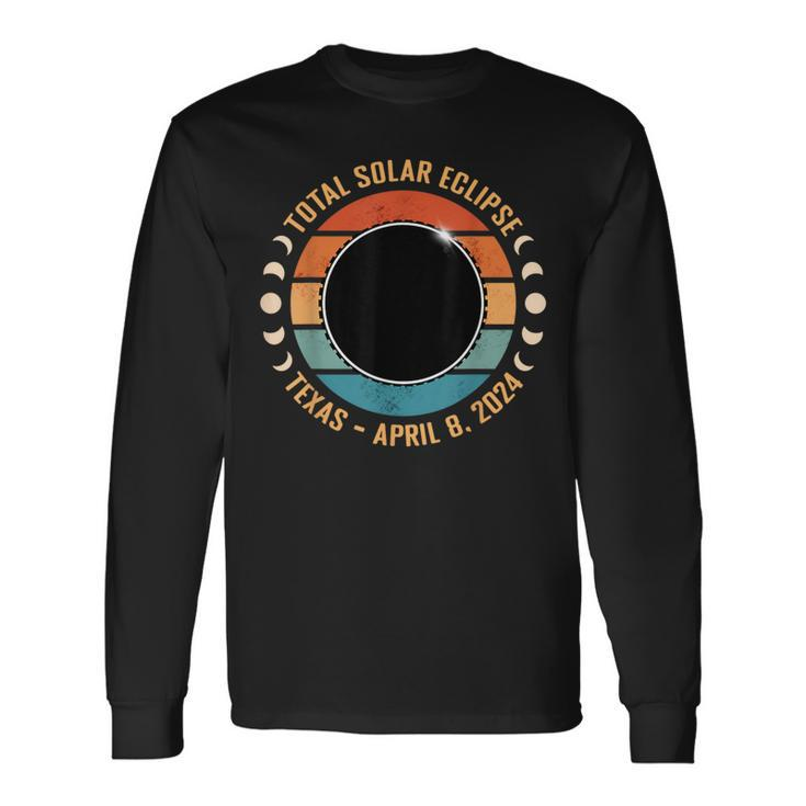 Texas April 8 2024 Totality Total Solar Eclipse Texan Viewer Long Sleeve T-Shirt