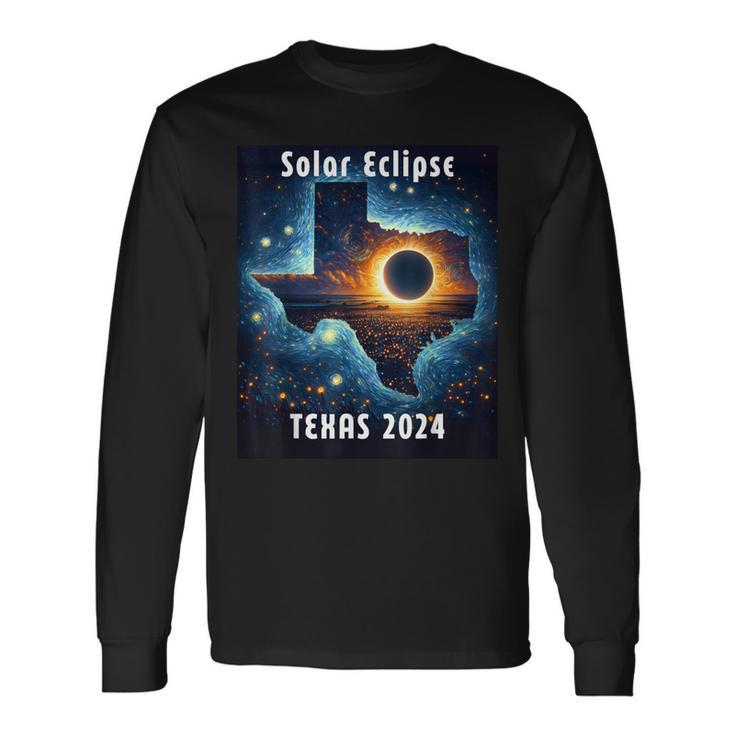 Texas Solar Eclipse 2024 Starry Night Solar Eclipse 2024 Long Sleeve T-Shirt