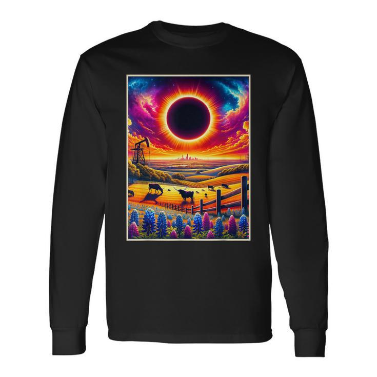 Texas Solar Eclipse 2024 Totatily Total Eclipse Vintage Long Sleeve T-Shirt