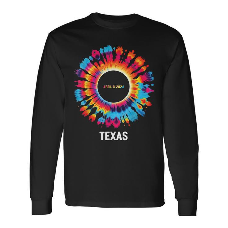 Texas Total Solar Eclipse 2024 Party Totality Tie Dye Long Sleeve T-Shirt Gifts ideas