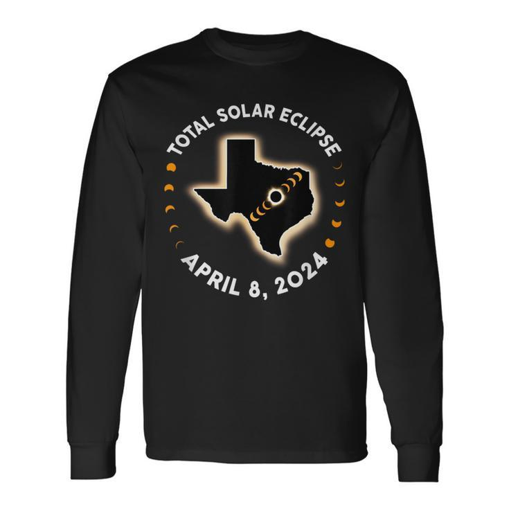 Texas Total Solar Eclipse 2024 Totality April 8 2024 America Long Sleeve T-Shirt