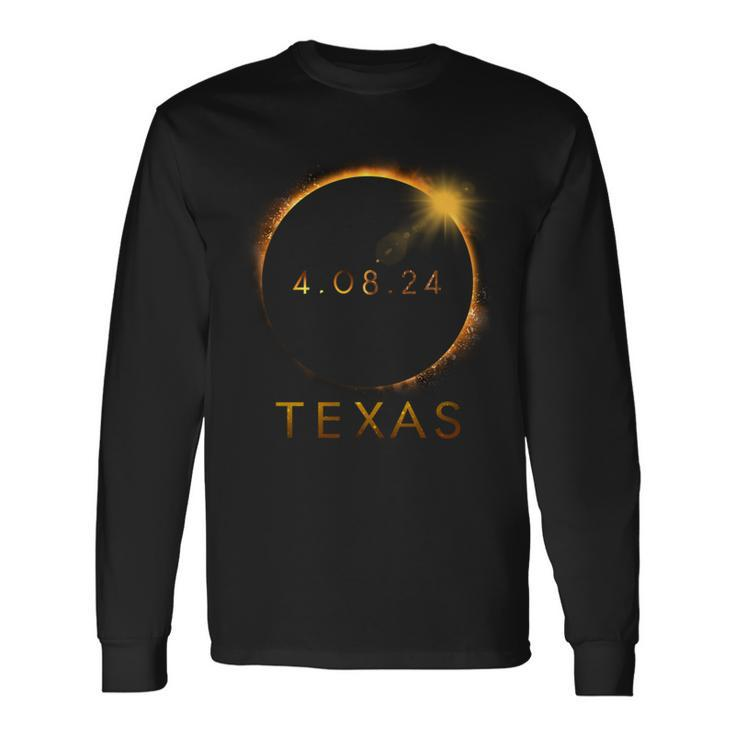 Texas Total Solar Eclipse April 8 2024 Texas Solar Eclipse Long Sleeve T-Shirt Gifts ideas