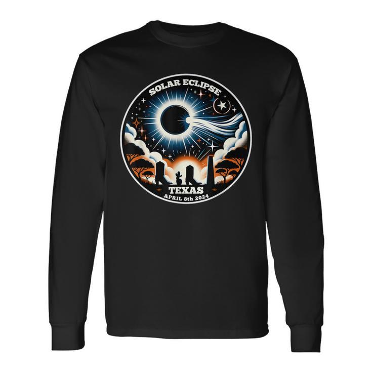 Texas Total Solar Eclipse Totality Monday April 8 2024 Long Sleeve T-Shirt Gifts ideas
